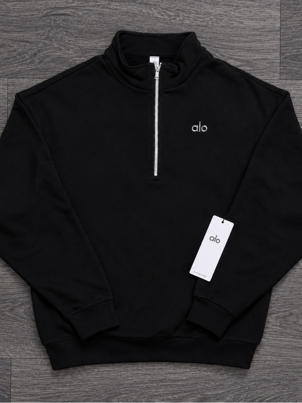 Alo Yoga Black Quarter Zip Pullover Sweatshirt Size M NWT